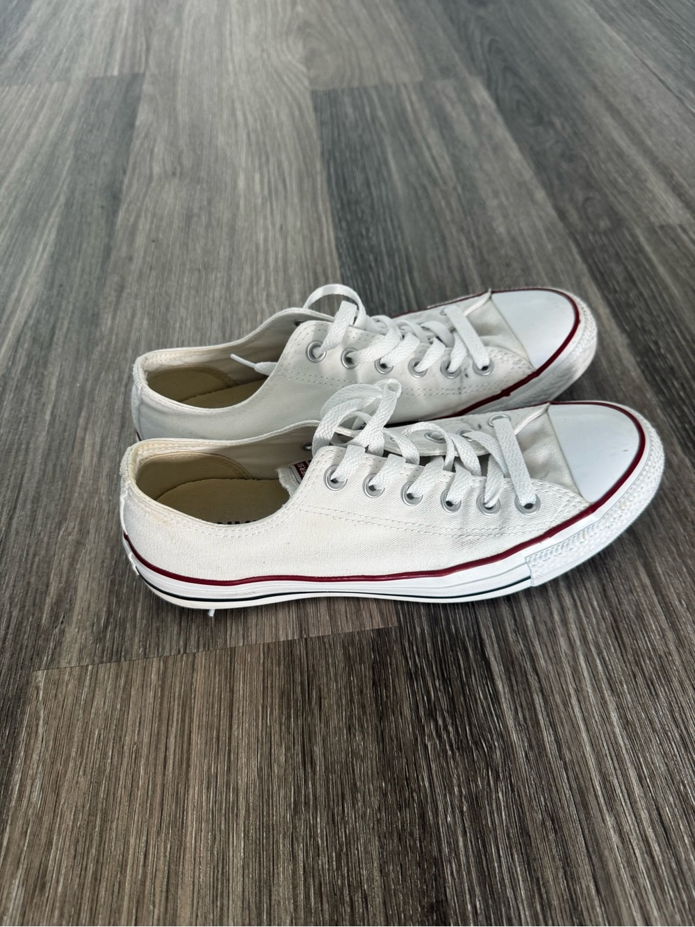 Converse Kids White Canvas Low-Top Sneakers with Red Stripe